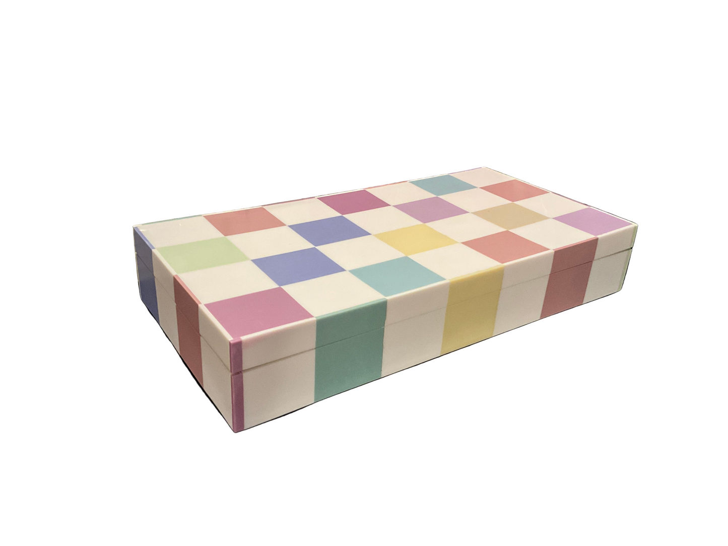 Pastel decorative jester box by The Vault Creative, featuring colorful design and playful jester motif for decorative use.