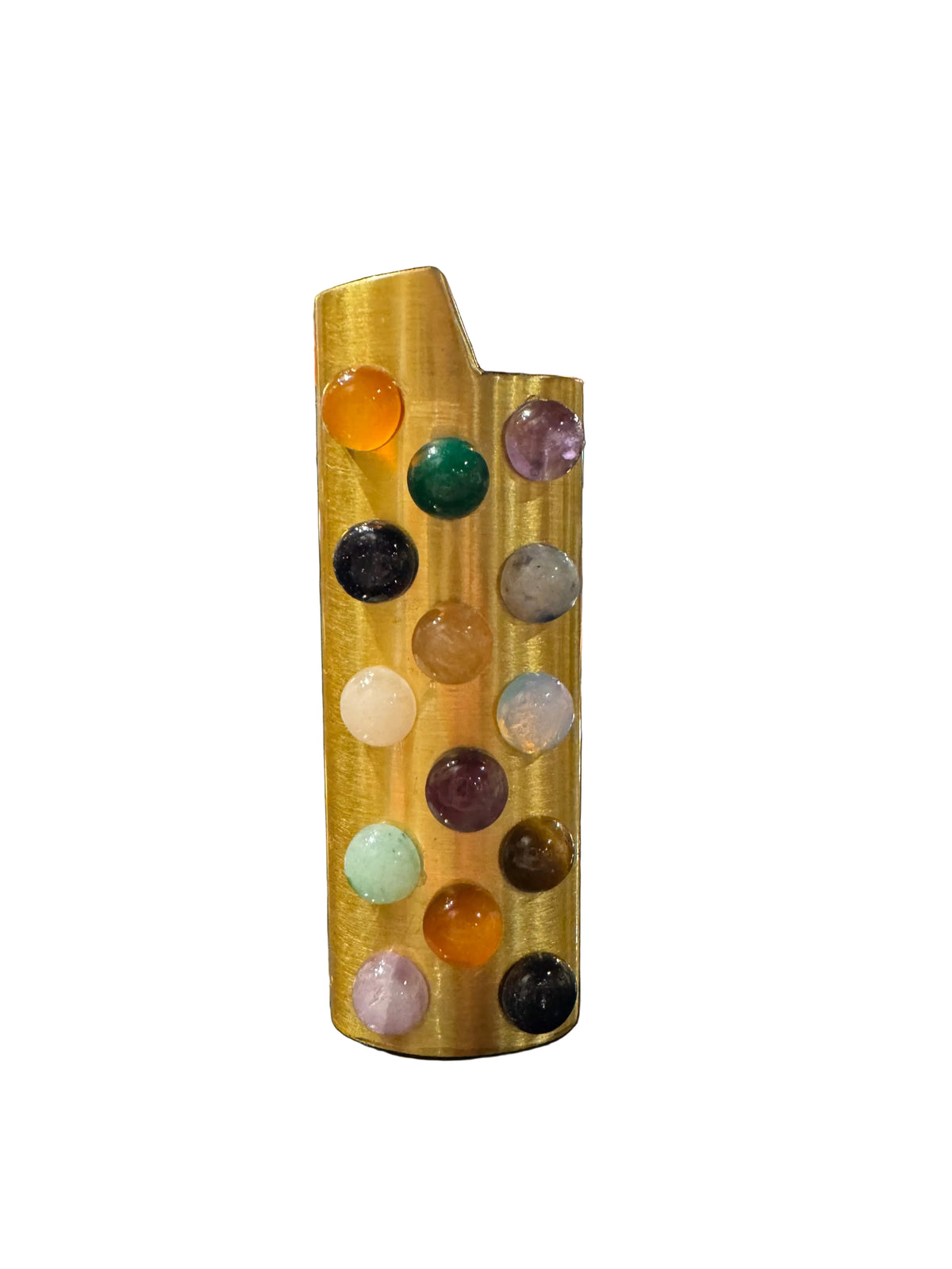 Multicolor gold lazy lighter from P.Grunsfeld by The Vault Creative, featuring a sleek, decorative design with a gold finish.