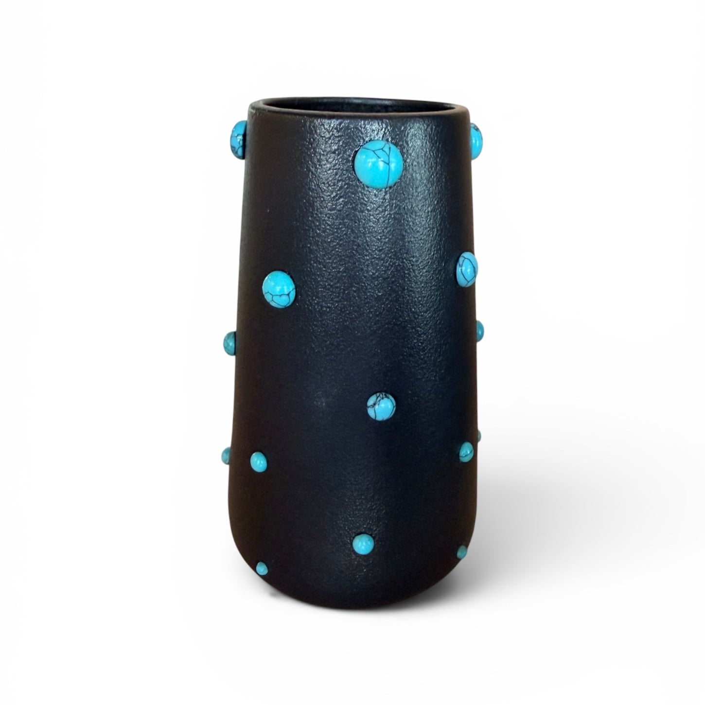 P. Grunsfeld 6-inch turquoise mixy vase by The Vault Creative with a glossy finish and modern design.