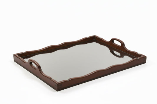 Vintage wood and glass tray by The Vault Creative, featuring a rustic wooden base with glass sides for elegant serving or display.