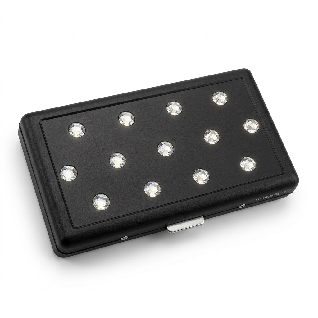 P.Grunsfeld Black Cigarette Case with Iridescent Oil Slick Gems