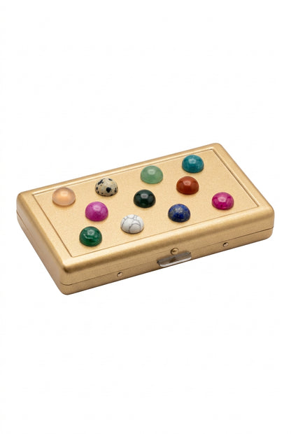 P.Grunsfeld Gold & Multi-Color Cigarette Case