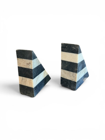 Vintage Stone Stripe Bookends by The Vault Creative featuring classic stone and stripe design for stylish book organization.