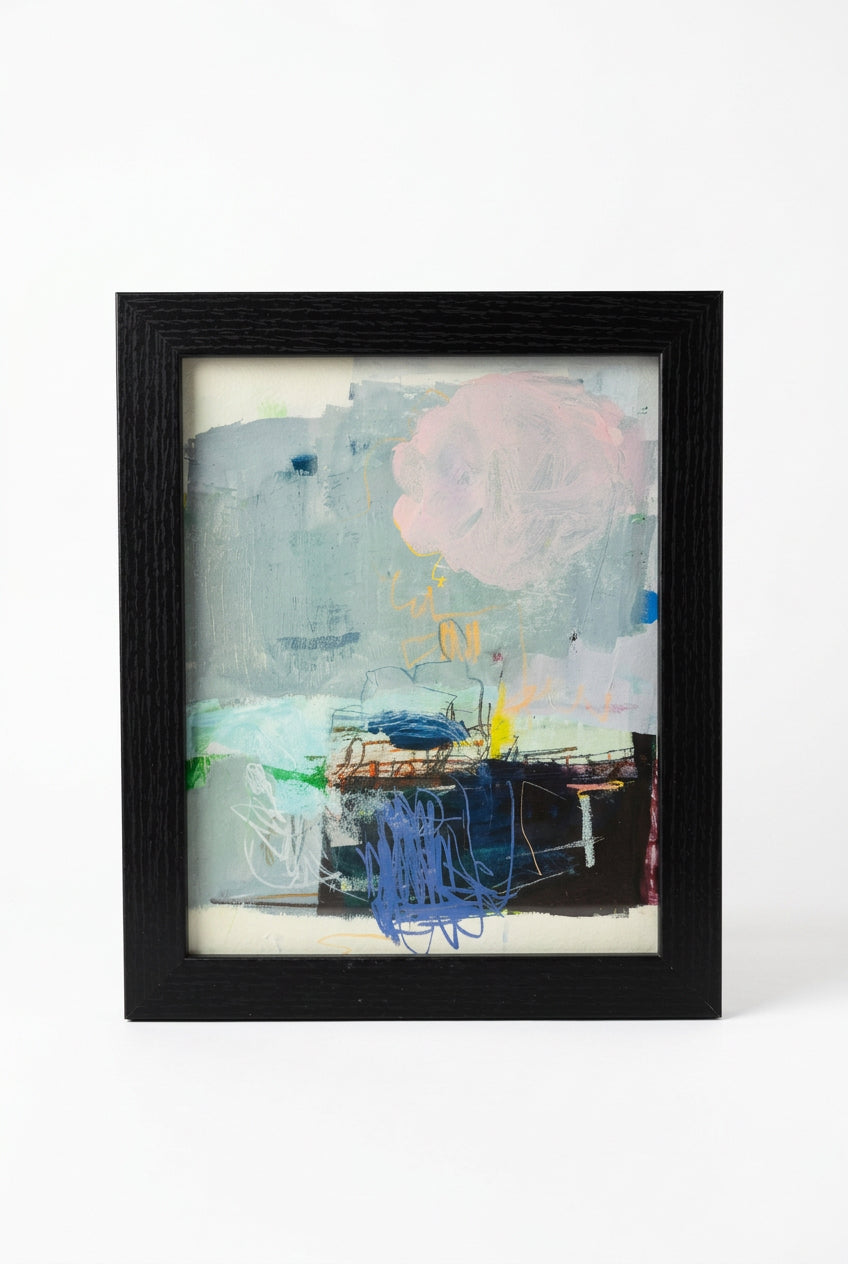 Framed art by Laurie Kwo featuring vibrant abstract design, displayed in a sleek frame, from The Vault Creative.