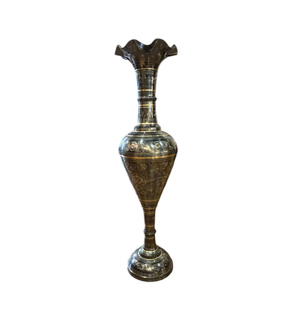 Large vintage Indian vase with intricate patterns and earthy tones, crafted by The Vault Creative, showcasing traditional craftsmanship.
