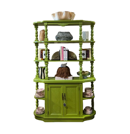 Acid green 70s-style casepiece cabinet by The Vault Creative with sleek modern design and vibrant color.