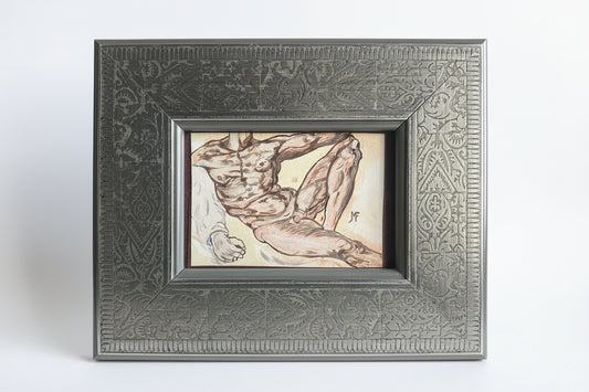 French Lounging Nude sculpture by The Vault Creative, depicting a relaxed nude figure in a reclining pose.