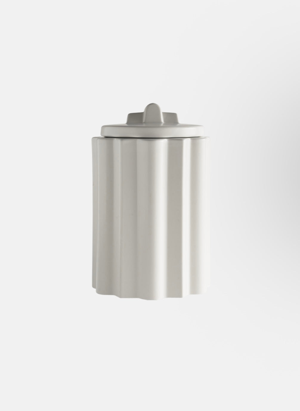 Medium white Changes Jar by ST x OH, showing a sleek, full-sized ceramic container with a minimalist design.