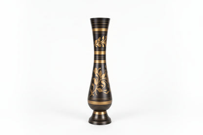 Hand-engraved vintage metal vase by The Vault Creative with intricate engraved patterns and a classic, timeless design.