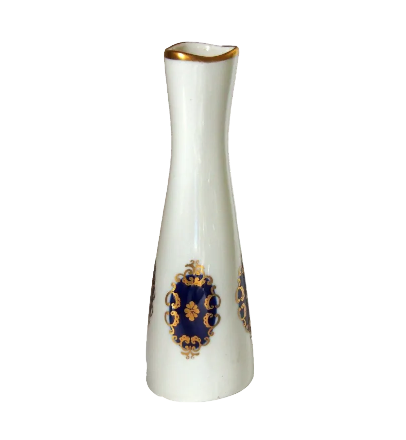 White and blue Echt Kobalt small porcelain vase by The Vault Creative, featuring a smooth, glossy finish and intricate design.