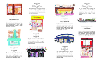Colorful Paris shopfronts with charming storefronts and signage, capturing the vibrant street scene in a classic Parisian setting.