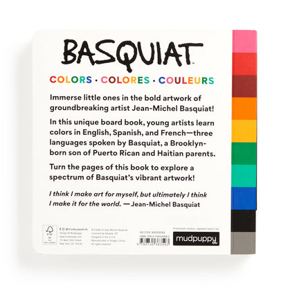 Basquiat Colors Board Book by Chronicle Books showing colorful pages with abstract art and vibrant illustrations for children.