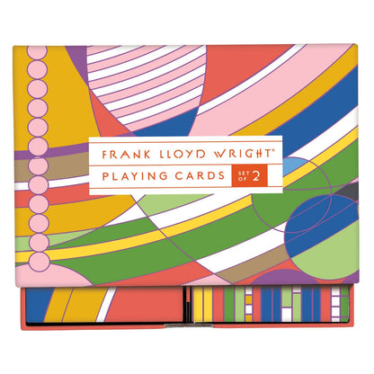 Frank Lloyd Wright playing card set by Chronicle Books, featuring artistic designs inspired by the famous architect's style.