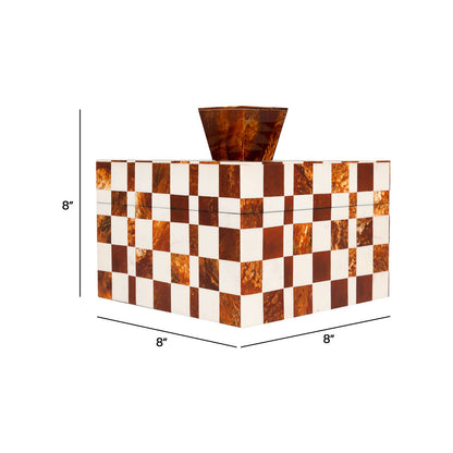 Kavana Decor Camiro Box, decorative storage box with intricate design, made by The Import Collection, placed on a wooden surface.