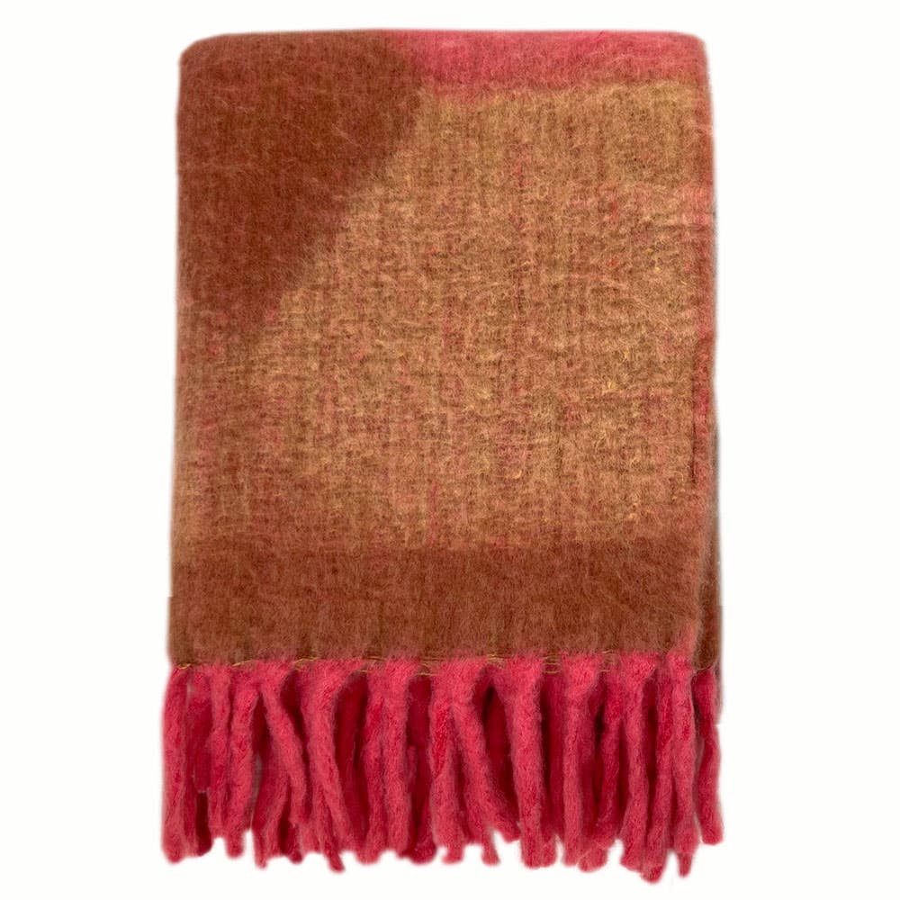 Malagoon Zapotec soft pink recycled throw blanket with woven textured pattern