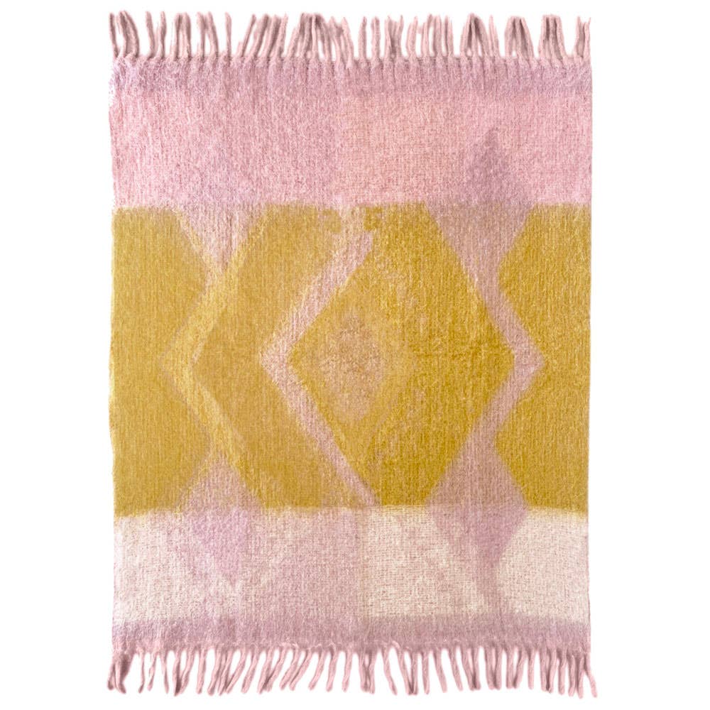 Malagoon Zapotec soft lilac recycled throw blanket with a textured woven finish