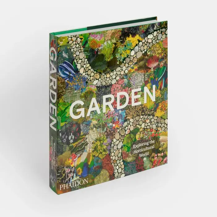 Phaidon garden book titled "Exploring The Horticultural World" showing a colorful cover with garden illustrations.