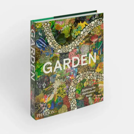 Phaidon garden book titled "Exploring The Horticultural World" showing a colorful cover with garden illustrations.