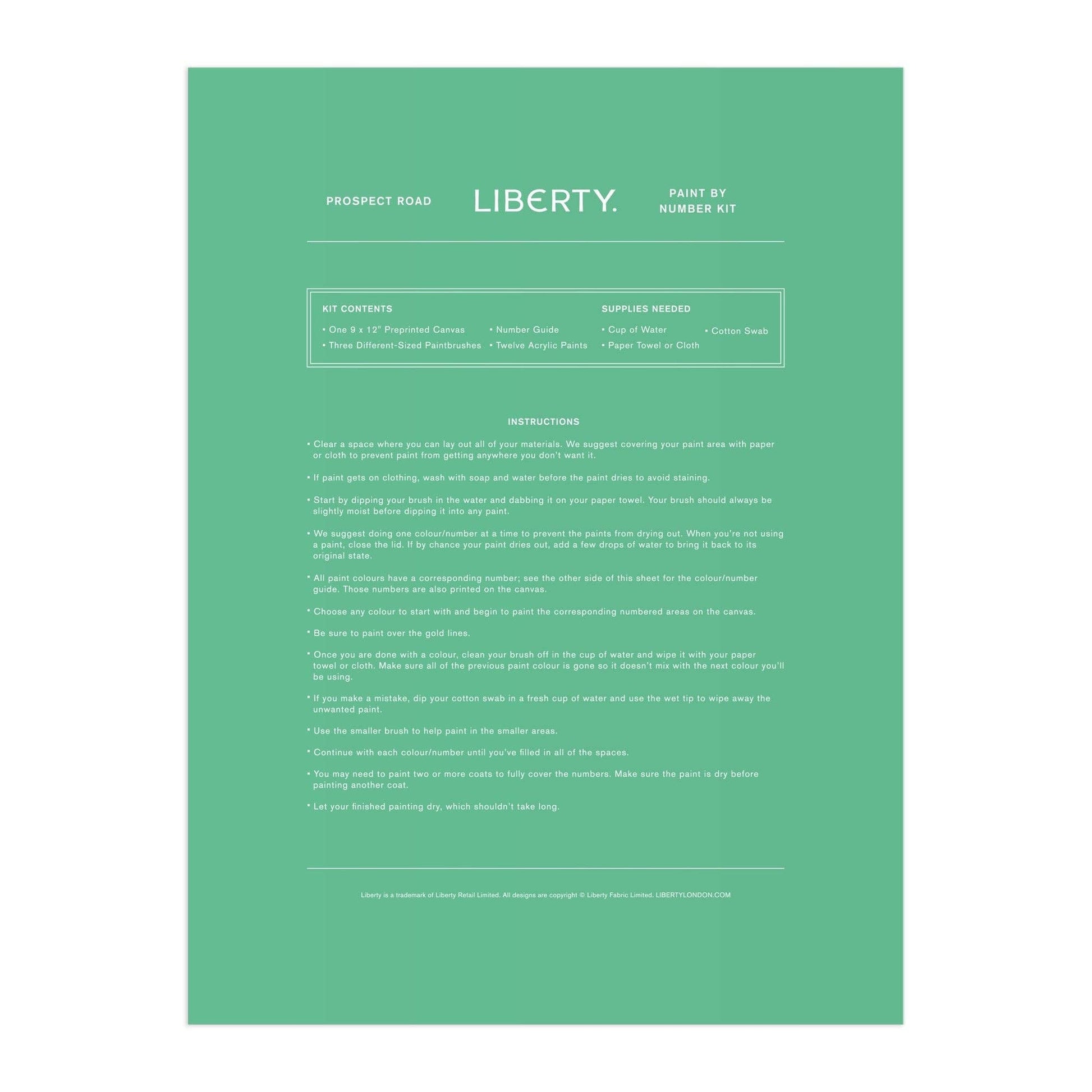 Liberty Prospect Road 9x12 paint by number kit from Chronicle Books featuring a scenic landscape design for painting.