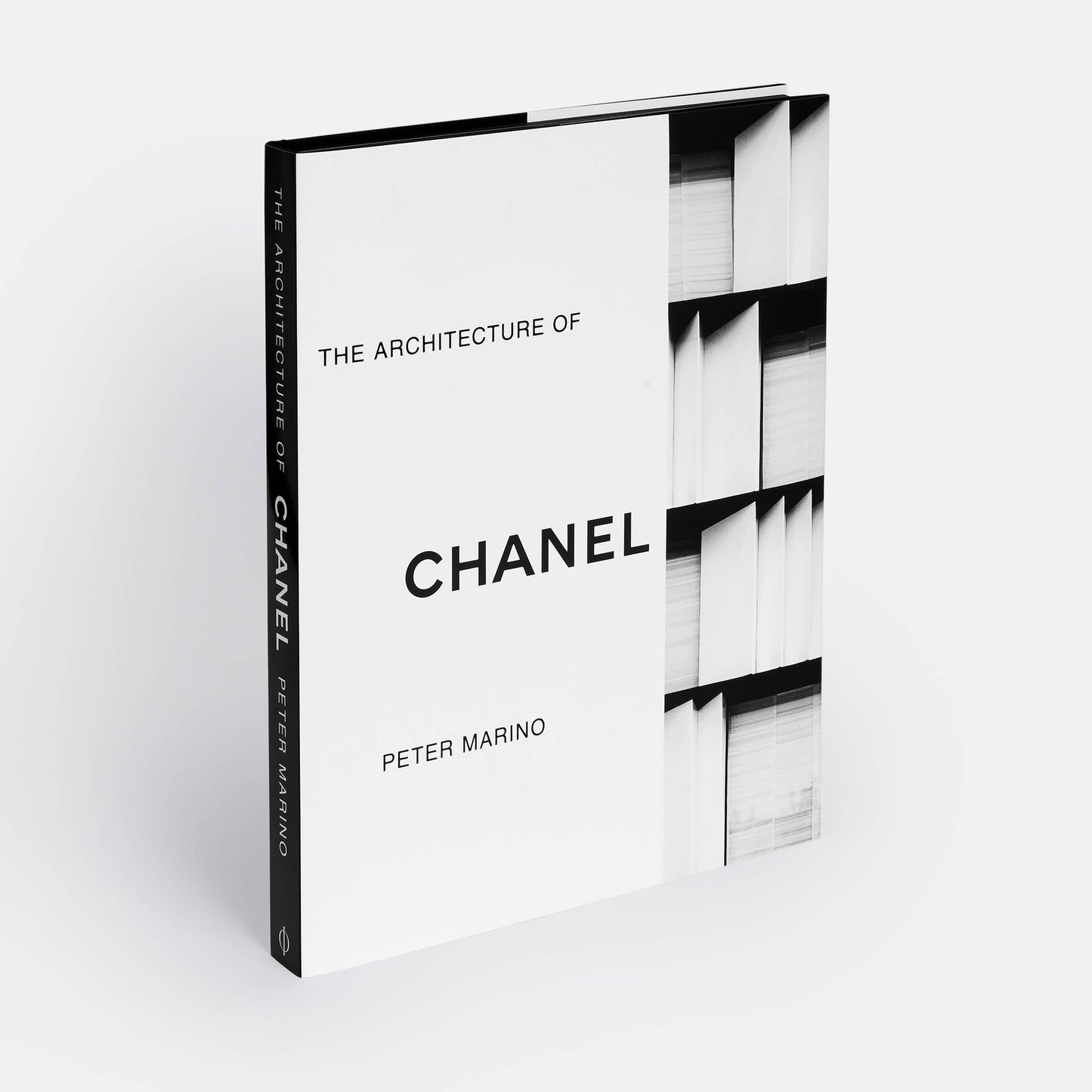 Book cover of "The Architecture of Chanel" by Phaidon featuring a stylish Chanel-inspired building design.