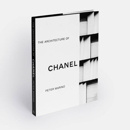 Book cover of "The Architecture of Chanel" by Phaidon featuring a stylish Chanel-inspired building design.