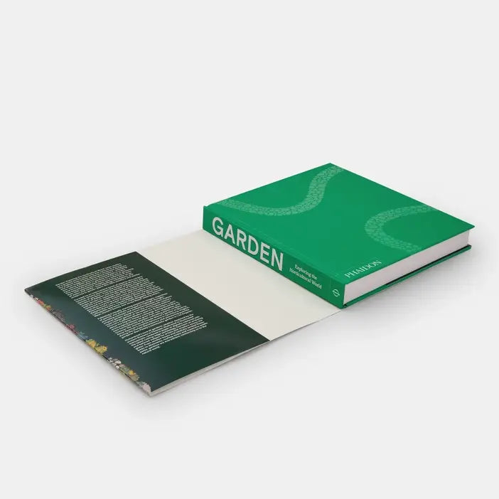 Phaidon Garden book titled "Exploring The Horticultural World" showing its cover with lush garden images and vibrant plant illustrations.