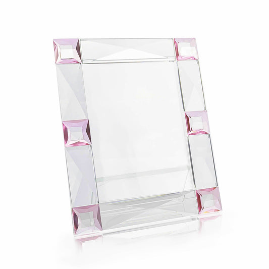 Pink crystal 5x7 picture frame by Lainy Home with sparkling accents, perfect for displaying photographs in elegant style.
