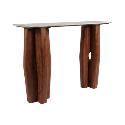 Wood Marble Tapered Legs Console Table - Tan, 42x31 in.