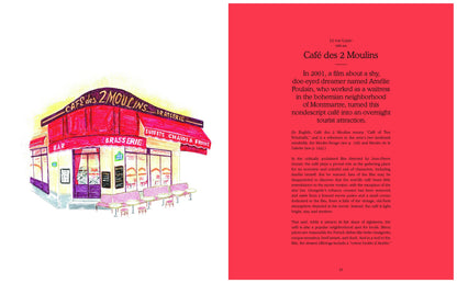 Illustration of a Paris shopfront with detailed storefronts and charming architecture from the book Paris Shopfronts by Penguin Random House LLC
