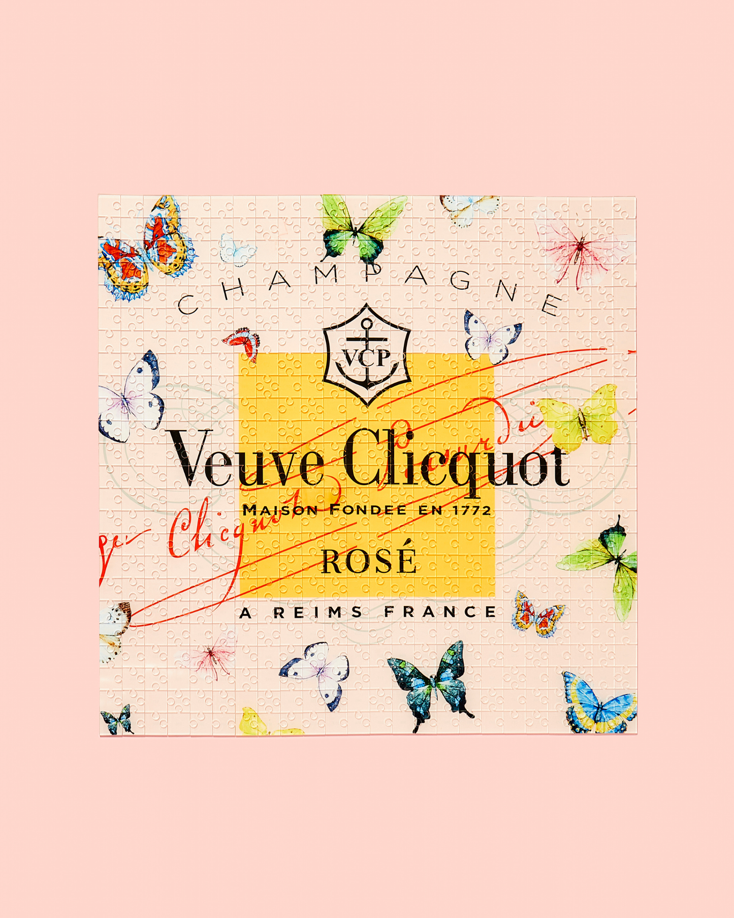 Colorful Rose Butterfly Acrylic Puzzle from Tart By Taylor featuring vibrant floral and butterfly design on clear acrylic pieces.