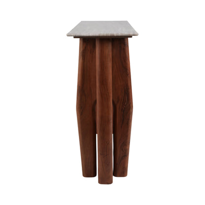 Wood Marble Tapered Legs Console Table - Tan, 42x31 in.