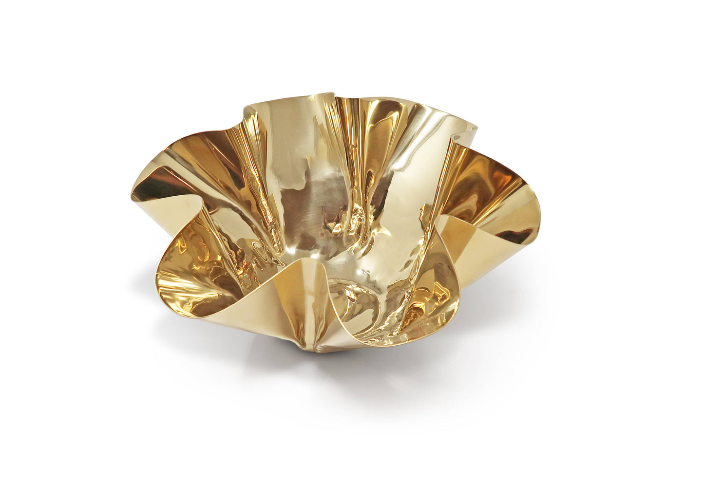 Decorative stainless steel crushed bowl by ST x OH with textured, reflective surface, perfect for modern home decor.