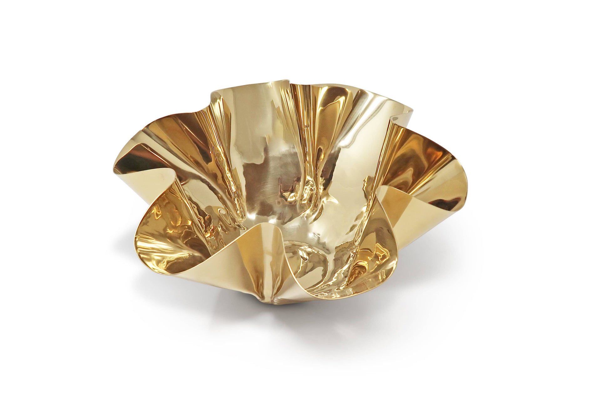 Decorative stainless steel crushed bowl by ST x OH with textured, reflective surface, perfect for modern home decor.