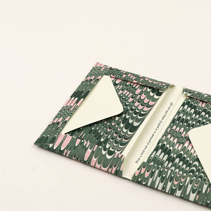 Green hand-marbled greeting card set by Craft Boat, featuring artistic marbled designs on high-quality paper cards.