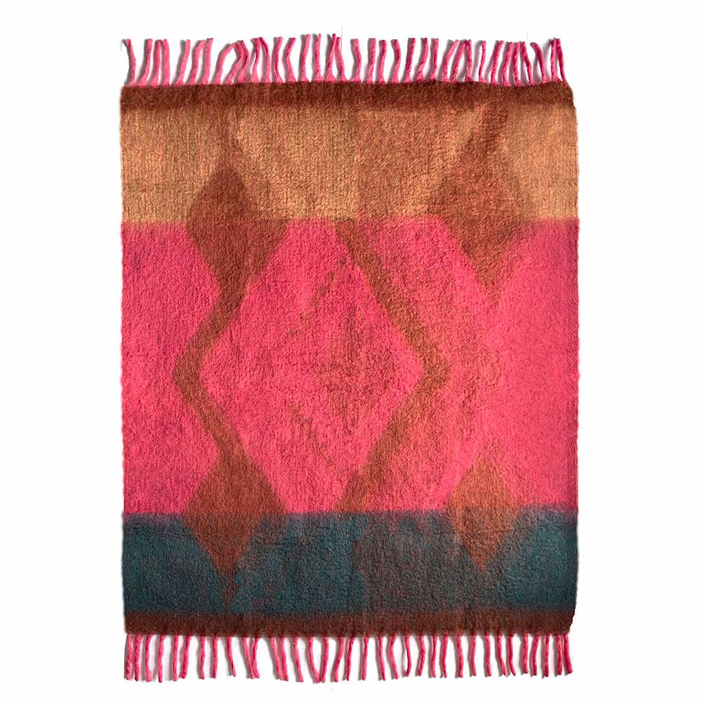 Malagoon Zapotec soft pink recycled throw blanket with woven texture