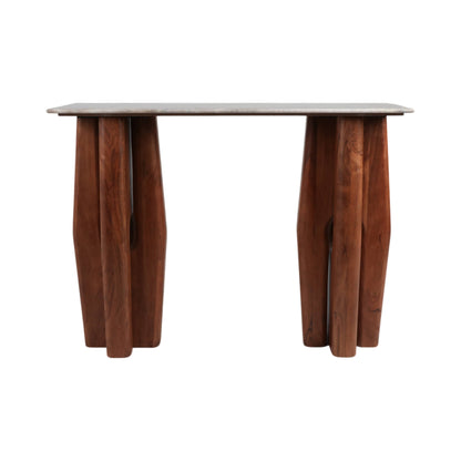 Wood Marble Tapered Legs Console Table - Tan, 42x31 in.