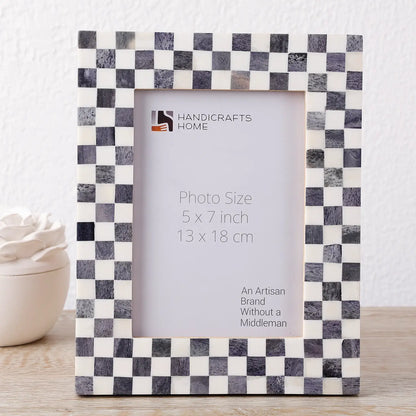 Checked Bone Inlay Picture Frame 5x7