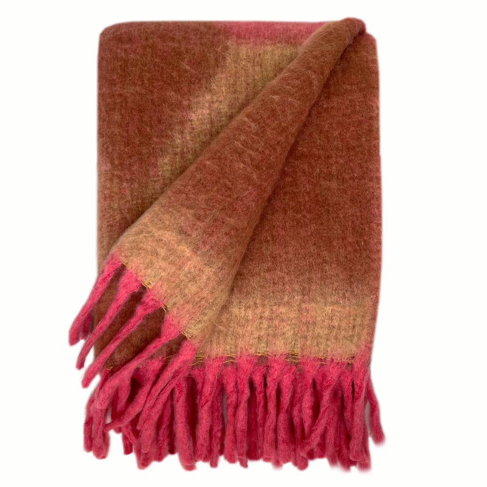 Malagoon Zapotec soft pink recycled throw blanket with woven texture