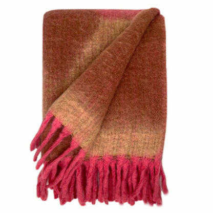 Malagoon Zapotec soft pink recycled throw blanket with woven texture