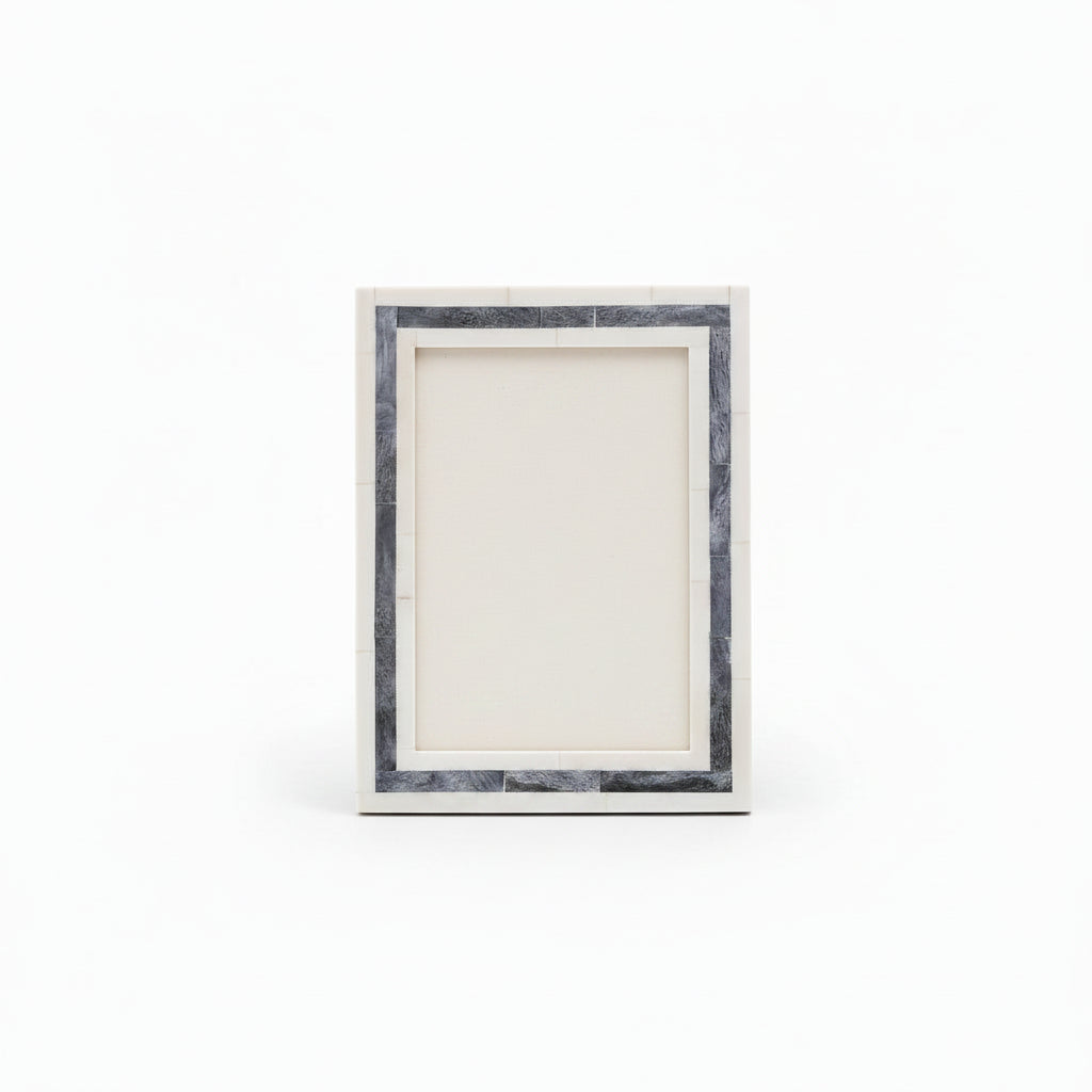 Cream and Grey Bone Inlay Border Picture Frame 4x6