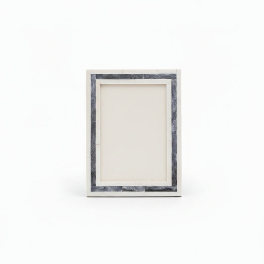 Cream and Grey Bone Inlay Border Picture Frame 4x6