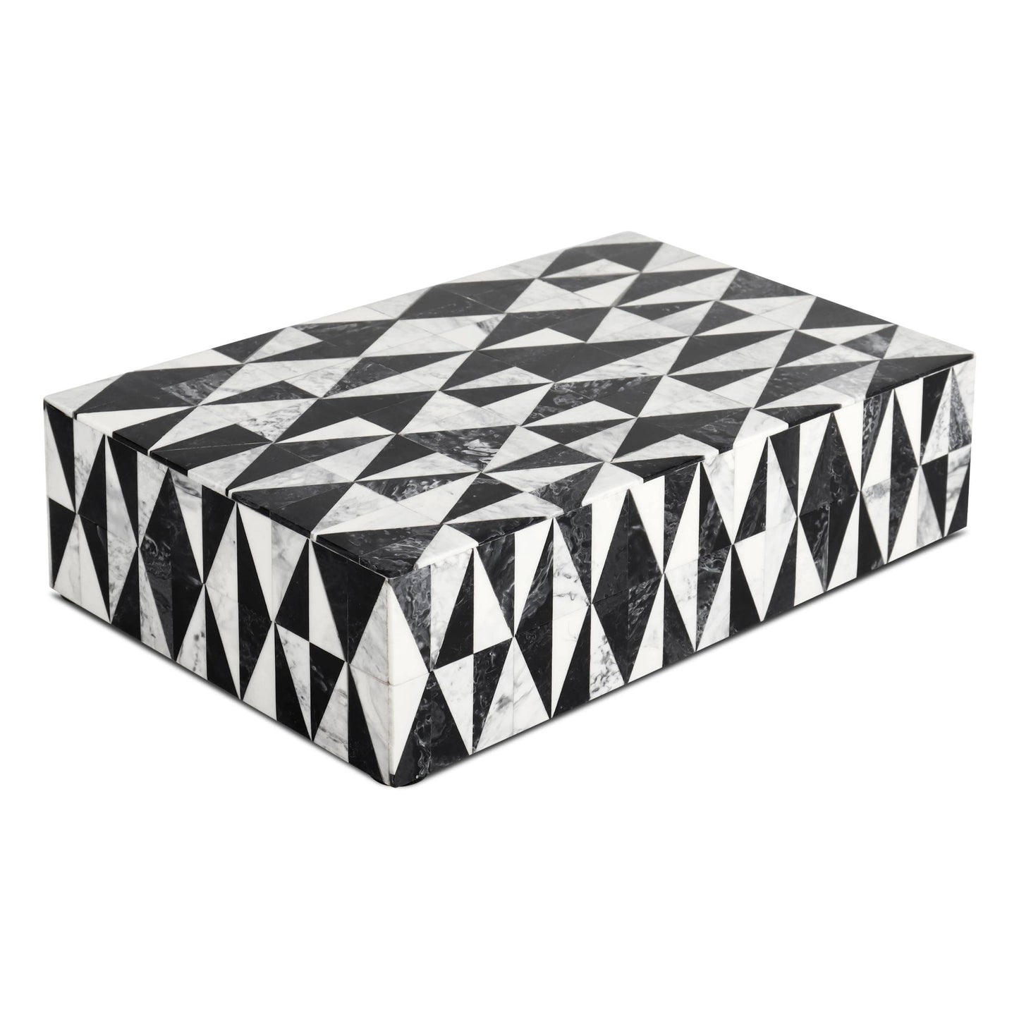 Set of seven decorative boxes with vibrant harlequin pattern in various sizes, designed by ST x OH for stylish storage.