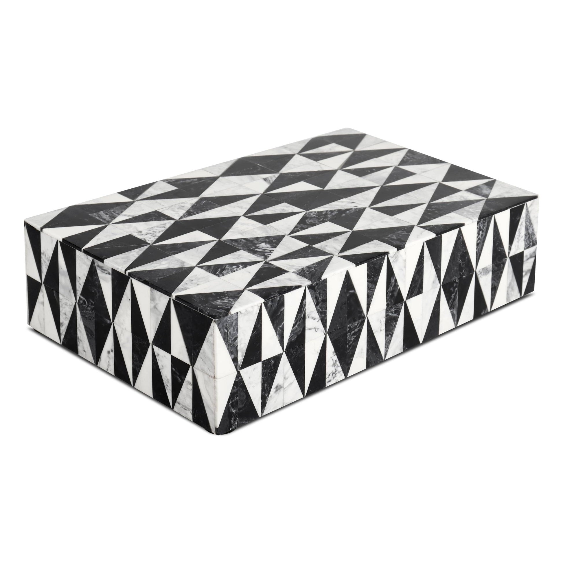 Set of seven decorative boxes with vibrant harlequin pattern in various sizes, designed by ST x OH for stylish storage.