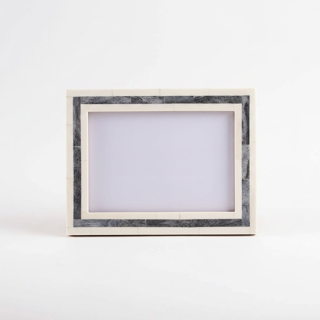 Cream and Grey Bone Inlay Border Picture Frame 4x6