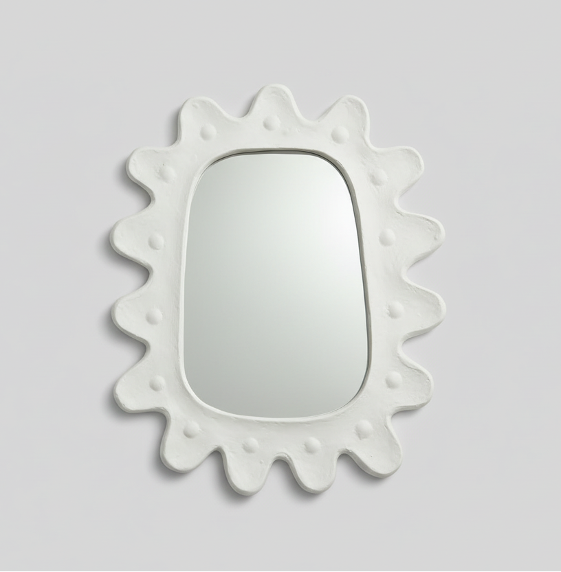 French scalloped mirror by ST x OH showing a decorative wall mirror with a scalloped edge and ornate frame design.