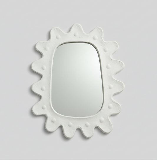 French scalloped mirror by ST x OH showing a decorative wall mirror with a scalloped edge and ornate frame design.